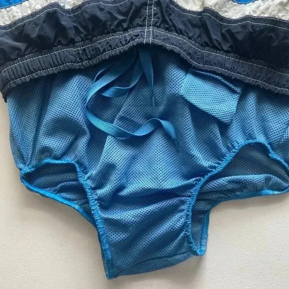 Hobie Swim Trunks Mens Size L Blue White Drawstring Lined Board Shorts 90's - Picture 9 of 10